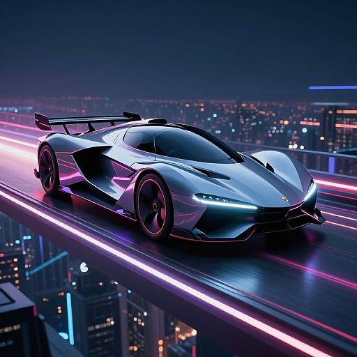 Futuristic Neon Racing Hovercraft Lineart