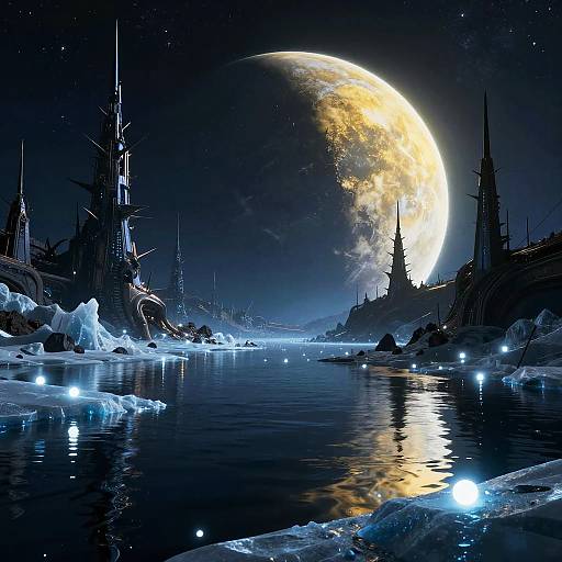 Futuristic Alien Icy Landscape
