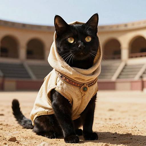 Telepathic Black Cat in Desert Arena
