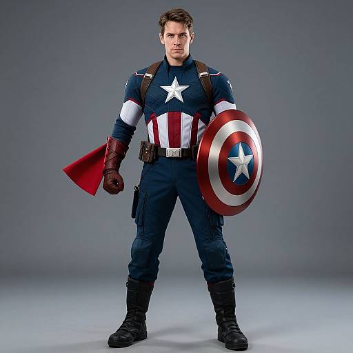 Captain America Costume with Red Cape