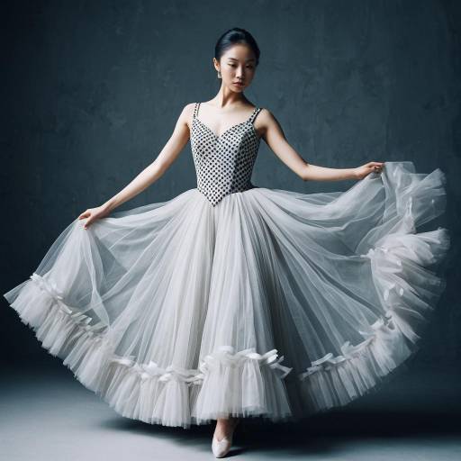 Young Ballet Dancer in Flowing Tulle Gown Young Ballet Dancer in Flowing Tulle Gown