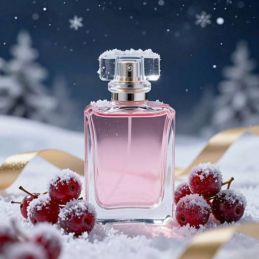 Elegant Perfume Bottle with Winter Accents