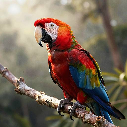 Vibrant Scarlet Macaw in Tropical Light
