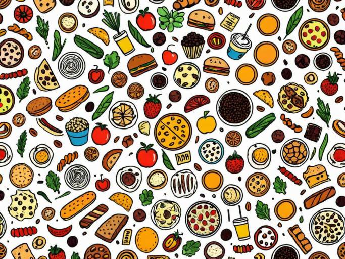 Colorful Food Doodle Circle Wallpaper