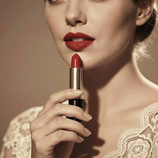 1950s Glamour Woman with Red Lips