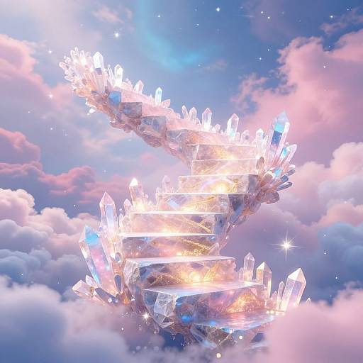 Ethereal Floating Crystal Staircases