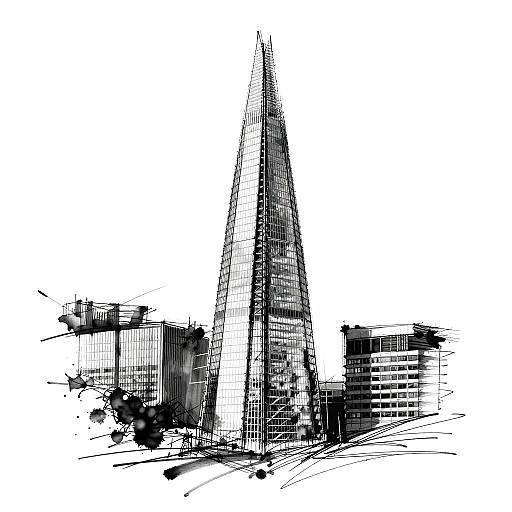 Abstract Black-and-White Shard Sketch