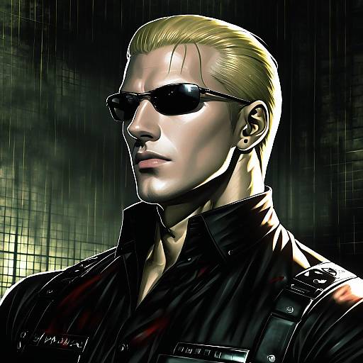 Illustration of Albert wesker, resident evil in the style of Inaba shiki