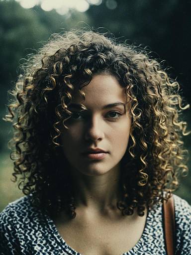 Portrait of Woman with Curly Hair