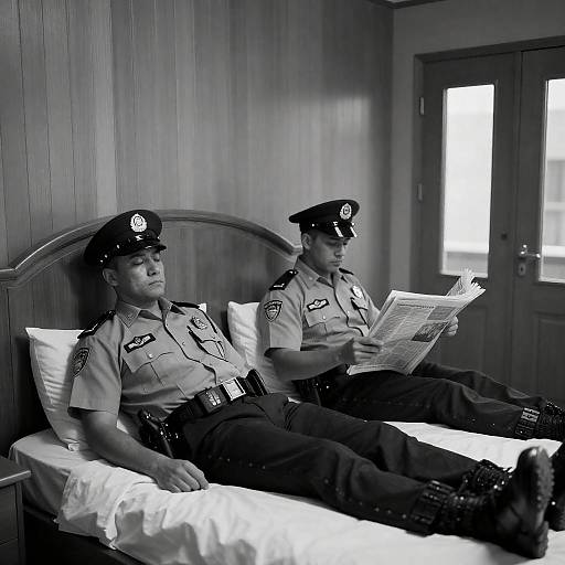 Black and White Police Officers at Rest