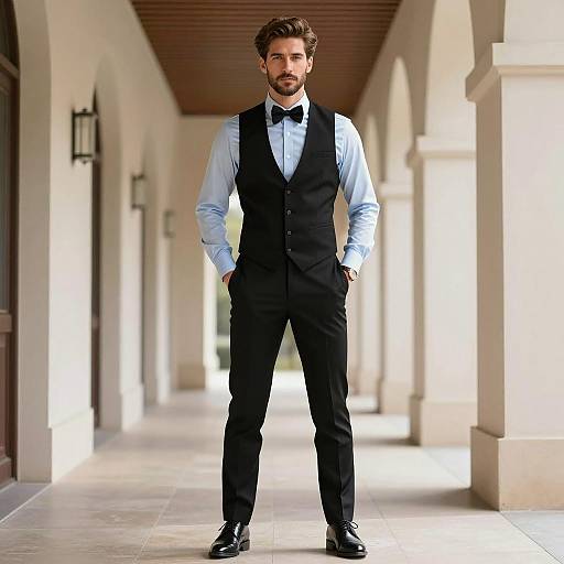 Handsome Man in Formal Butler Attire