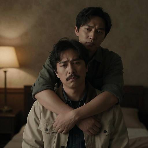 Emotional Portrait of Two Men Indoors