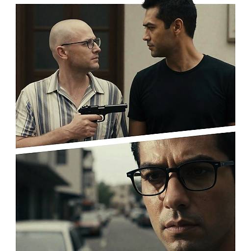 Tense Standoff Between Two Men with Gun