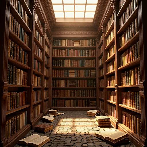 Golden-Hour 3D Library Scene