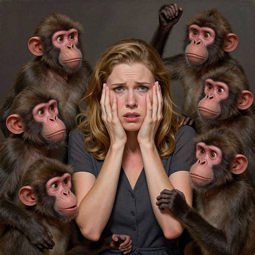 Cinematic Portrait of Emotional Monkeys