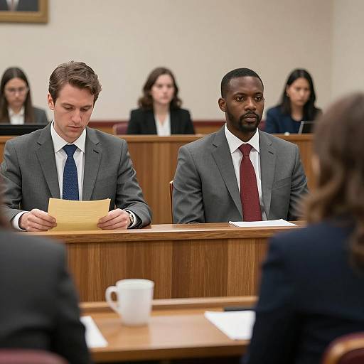 Courtroom Scene with Three Characters