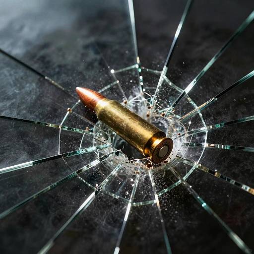 Bullet Impact on Cracked Glass