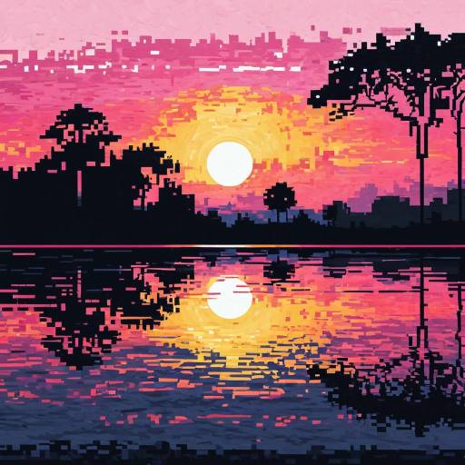 Pixelated Impressionistic Sunset