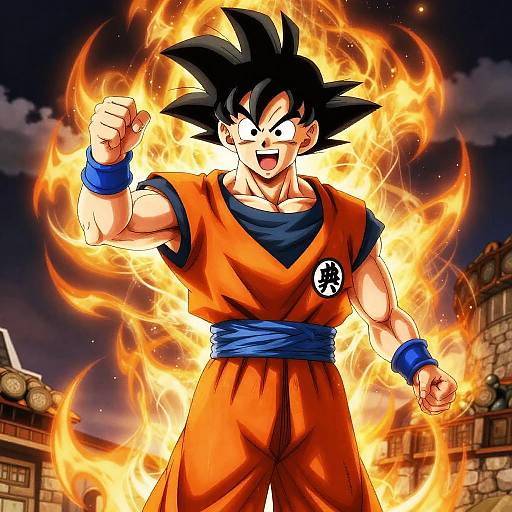 Energetic Goku Greeting in Aura