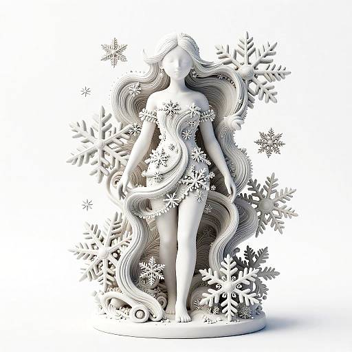 Intricate 3D Hyperrealistic White Sculpture