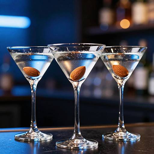 Elegant Martini Glasses with Almonds