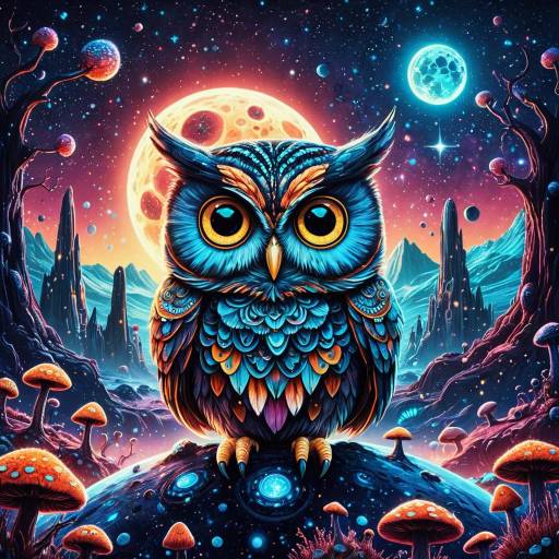 Alien Owl on Surreal Mysterious Planet