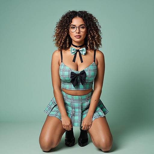 Chic Plaid Crop Top and Mini Skirt Set