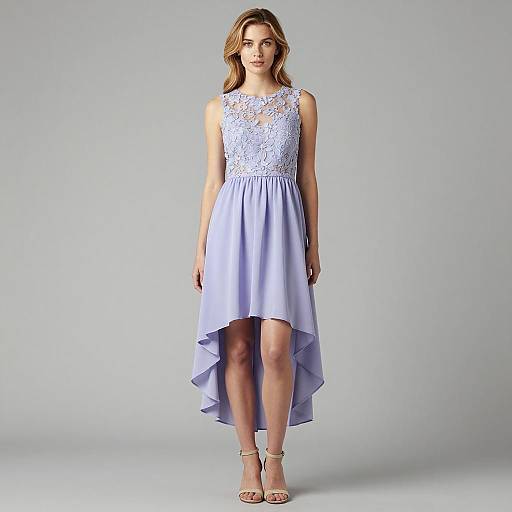 Woman in Lavender High-Low Homecoming Dress