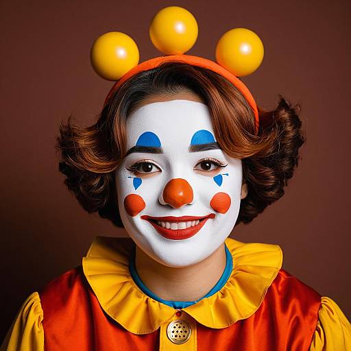Woman in Colorful Clown Costume and Makeup