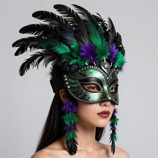 Intricate Feathered Mask Artwork