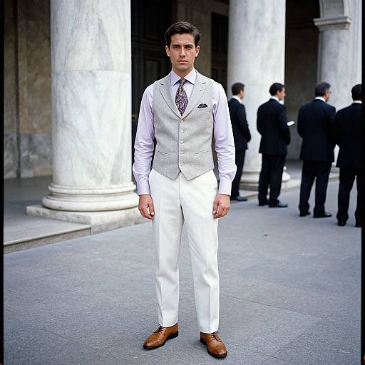 Confident Man in Vintage Business Attire