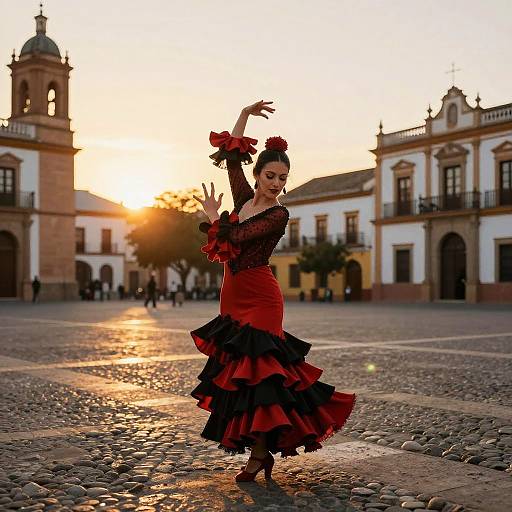 Vivacious Flamenco Dancer at Sunset