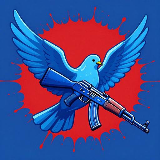 Blue Dove of Peace with Rifle