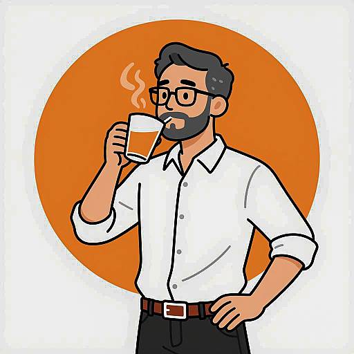 Content Middle-Aged Man Enjoying Coffee