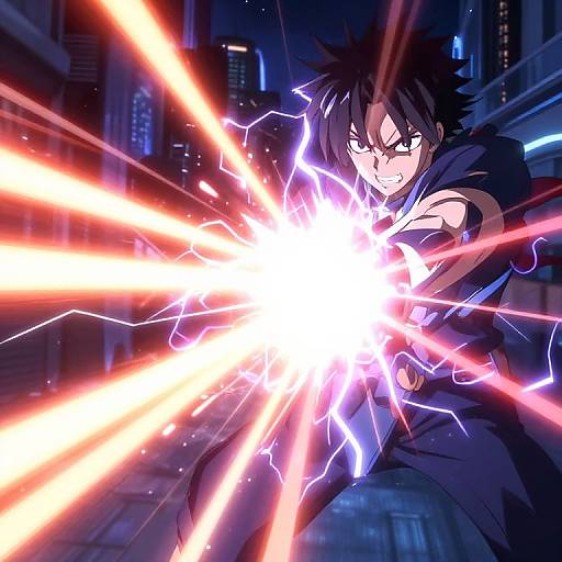 Anime Energy Beam Clash Scene