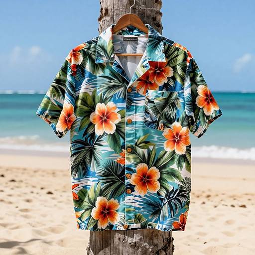 Colorful Hawaiian Shirt on Beach Post