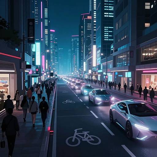 Cyberpunk Futuristic Cityscape with Bikes