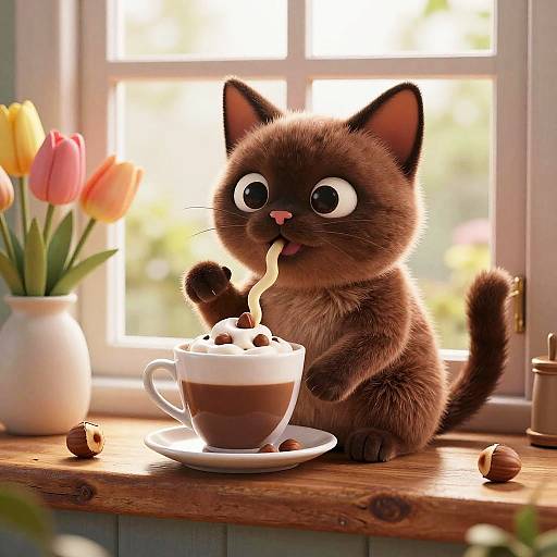 Cozy Chocolate Burmese Cat Illustration