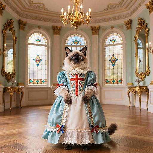 Regal Turkish Angora in Victorian Ballroom