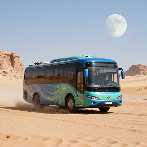 Futuristic Bus in Desert Journey
