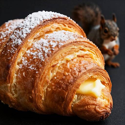 Photorealistic Croissant with Squirrel