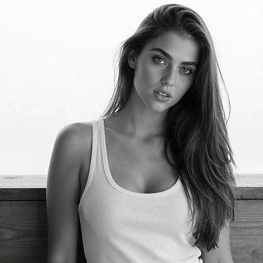 High-Contrast B&W Portrait: Blue-Eyed Woman