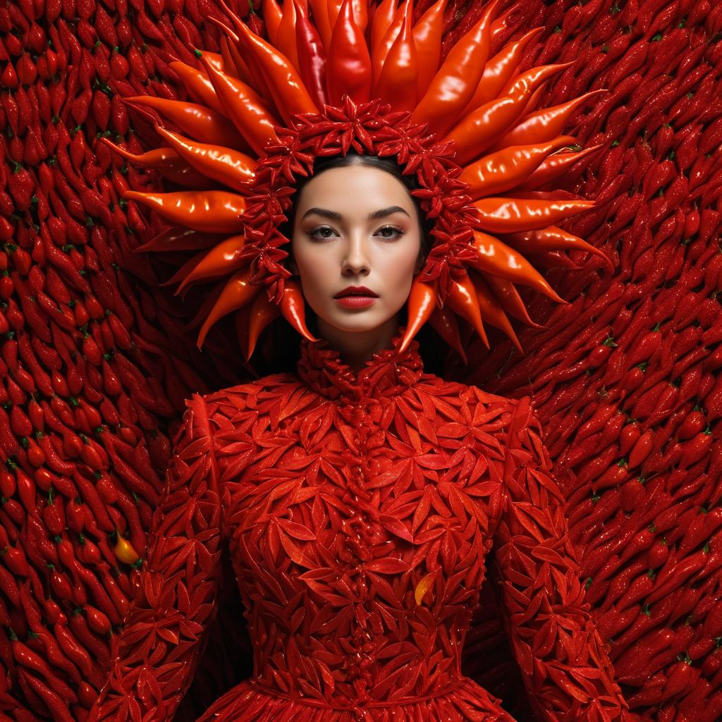 Chili Pepper Fashion: A Surreal Portrait