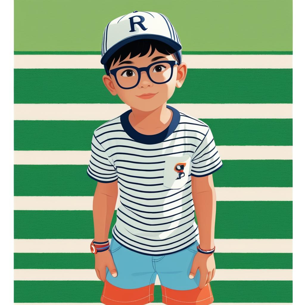 Playful Cartoon Boy with Glasses