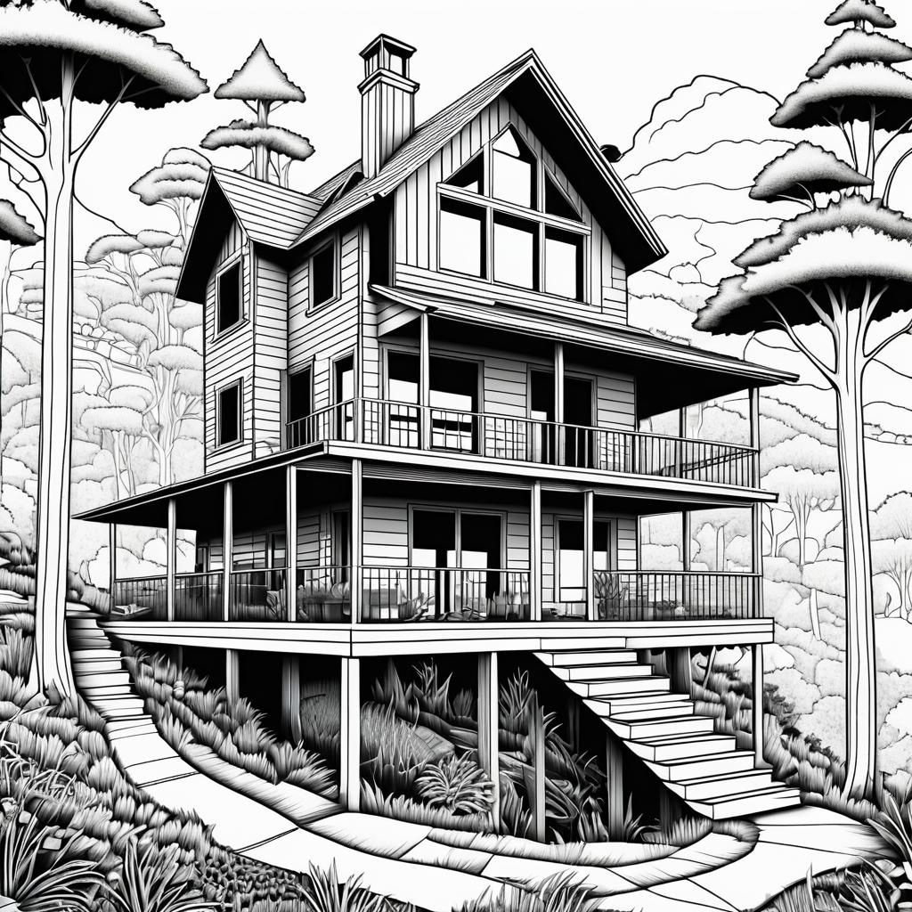 Intricate Skull Treehouse Coloring Page