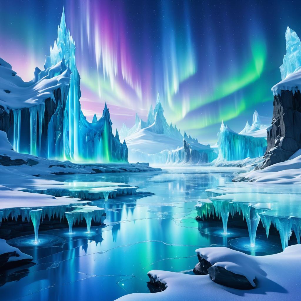 Magical Icy Tundras Under Northern Lights