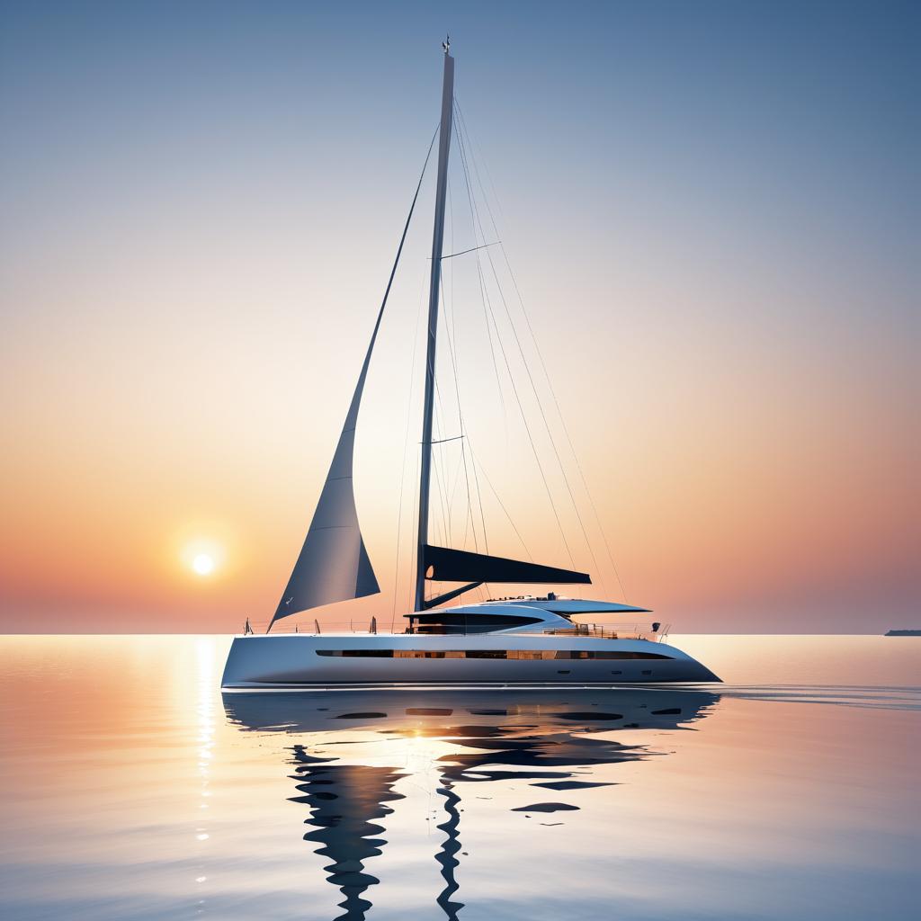 Elegant Catamaran at Sunset