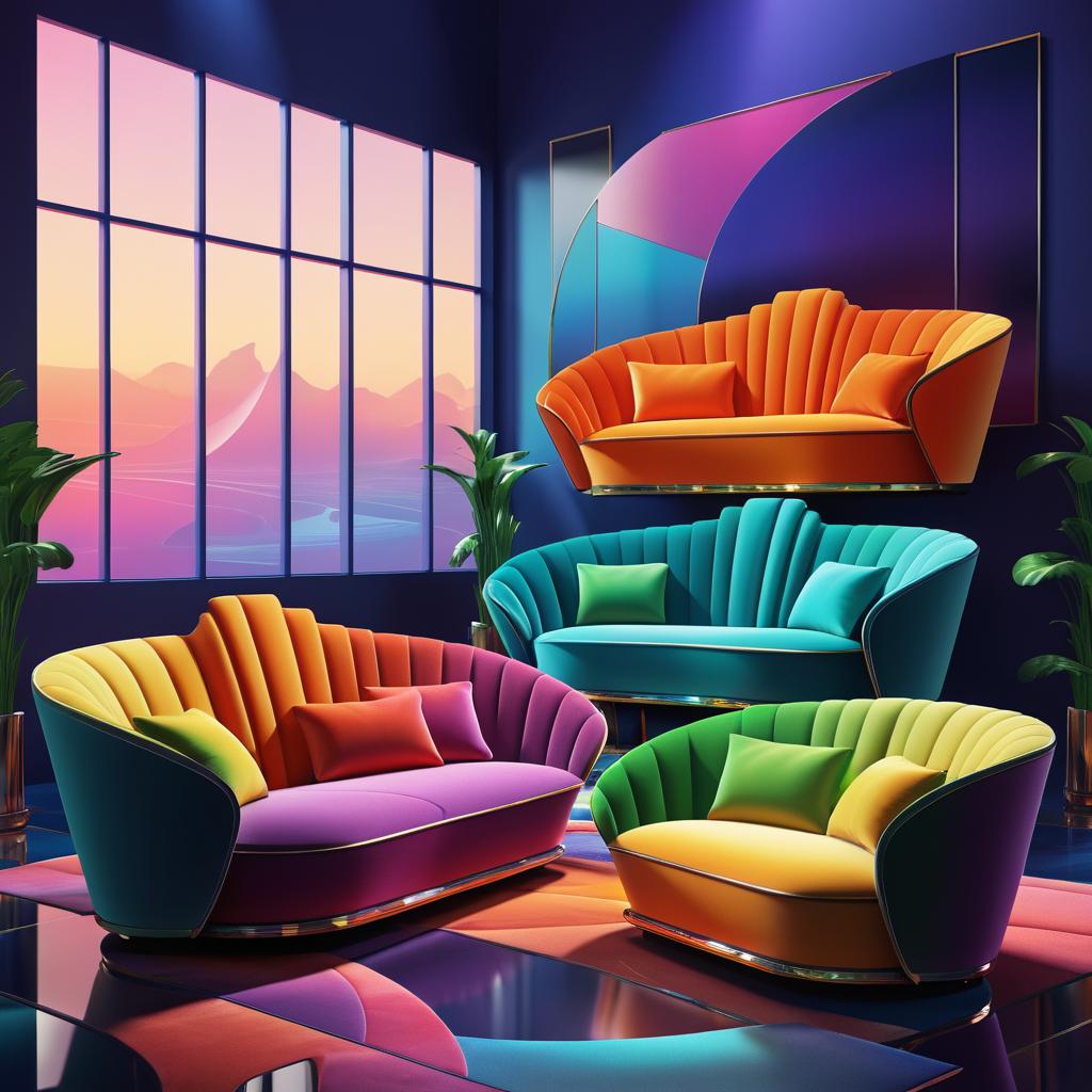 Vivid Art Deco Sofa Designs by Rossier