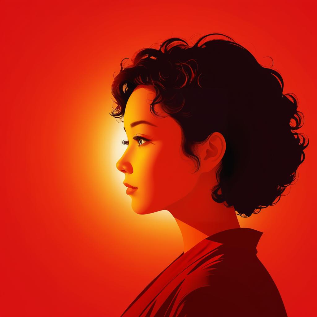 Serene Asian Woman Silhouette Portrait