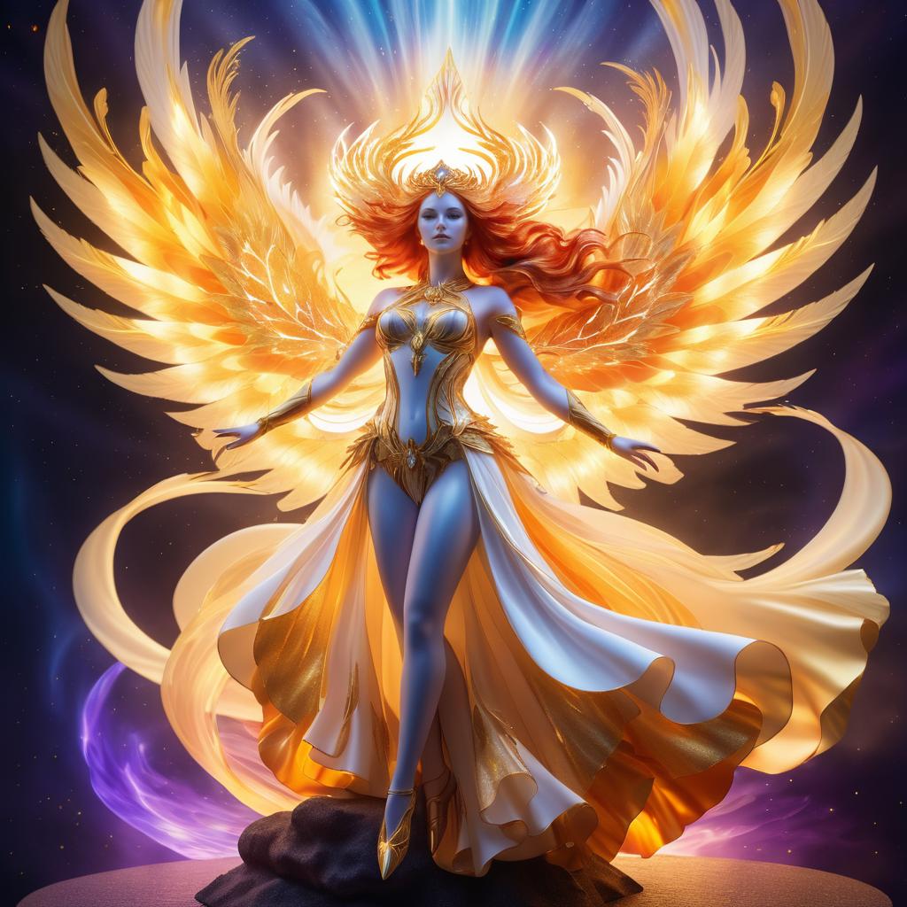 Divine Angelic Figure Surrounded by Flames